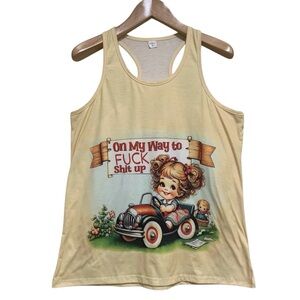 Retro Graphic Tank Top Funny Print Size XL